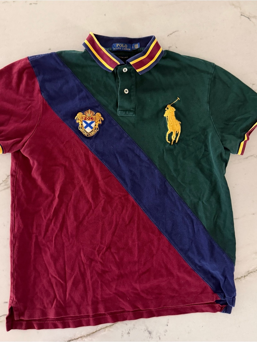 Polo Ralph Lauren Big Pony Polo Shirt Mens Large Red Crest Custom Slim Fit